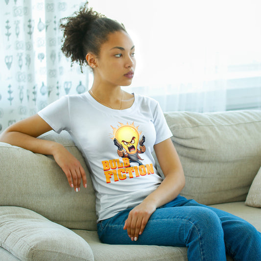 Bulb Fiction Shirt – Funny Movie Parody Tee, Pulp Fiction Lamp Cartoon t-Shirt