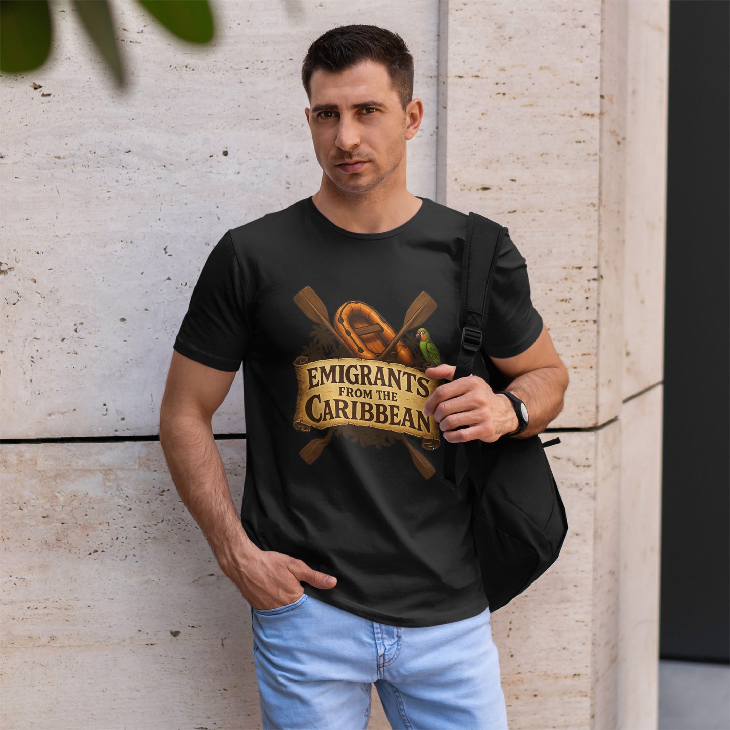 Emigrants from the Caribbean - Funny Pirate-Style Tropical Escape T-Shirt