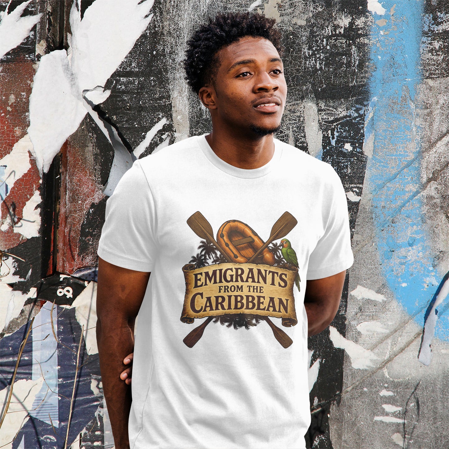 Emigrants from the Caribbean - Funny Pirate-Style Tropical Escape T-Shirt