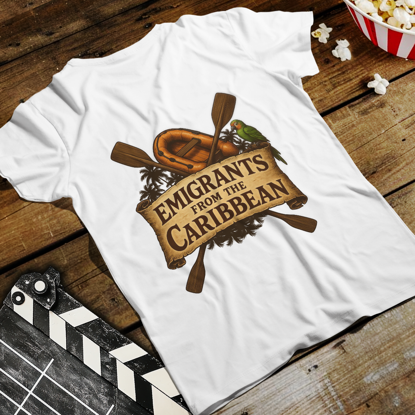 Emigrants from the Caribbean - Funny Pirate-Style Tropical Escape T-Shirt