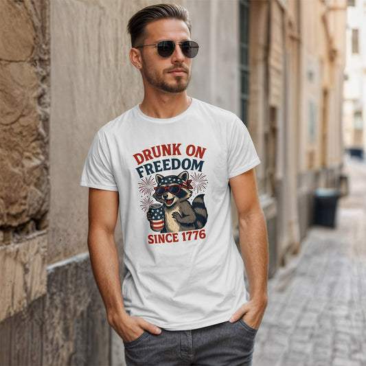 Drunk on Freedom Since 1776 T-Shirt - Funny Patriotic 4th of July Tee