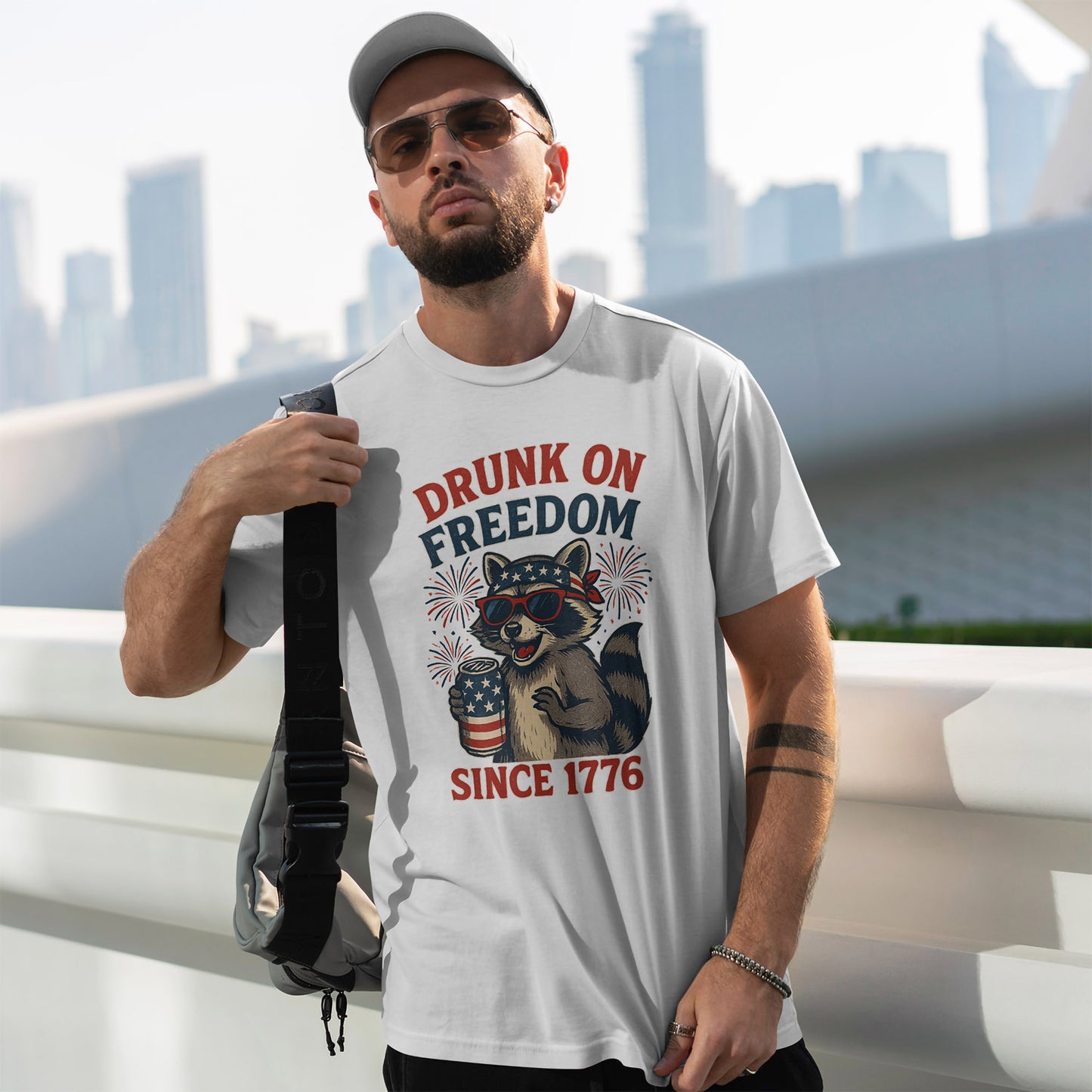 Drunk on Freedom Since 1776 T-Shirt - Funny Patriotic 4th of July Tee