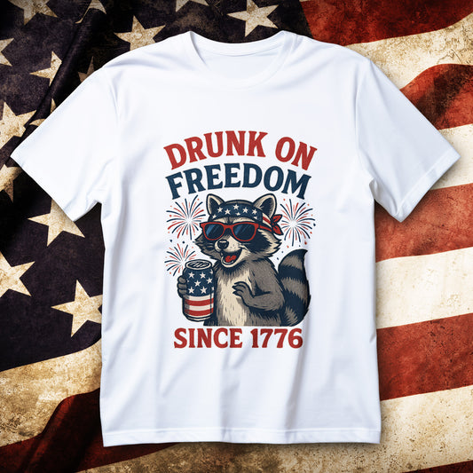 drunk on freedom since 1776 t-shirt, funny patriotic 4th of july tee