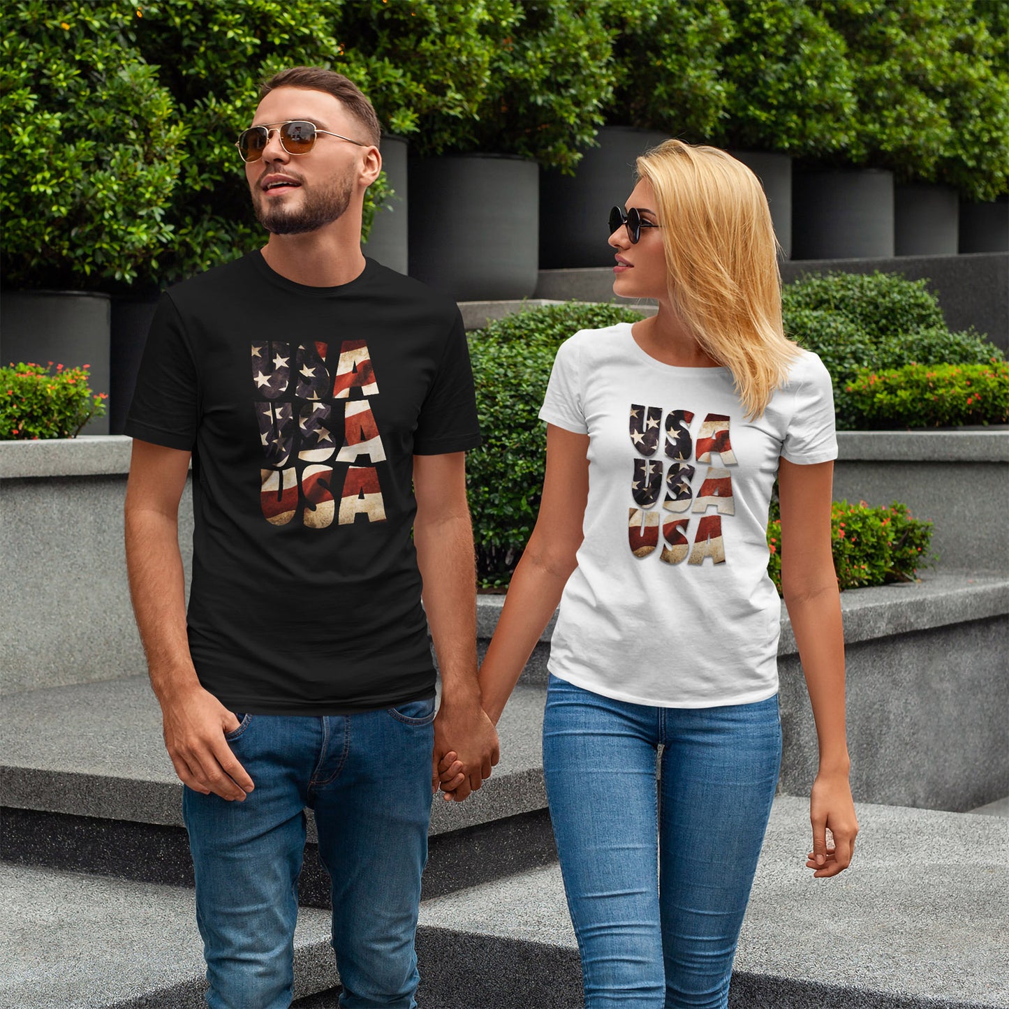 Vintage USA Flag T-Shirt - Distressed American Flag 4th of July Tee