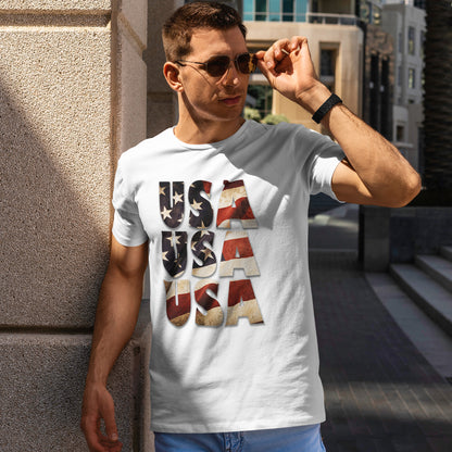Vintage USA Flag T-Shirt - Distressed American Flag 4th of July Tee