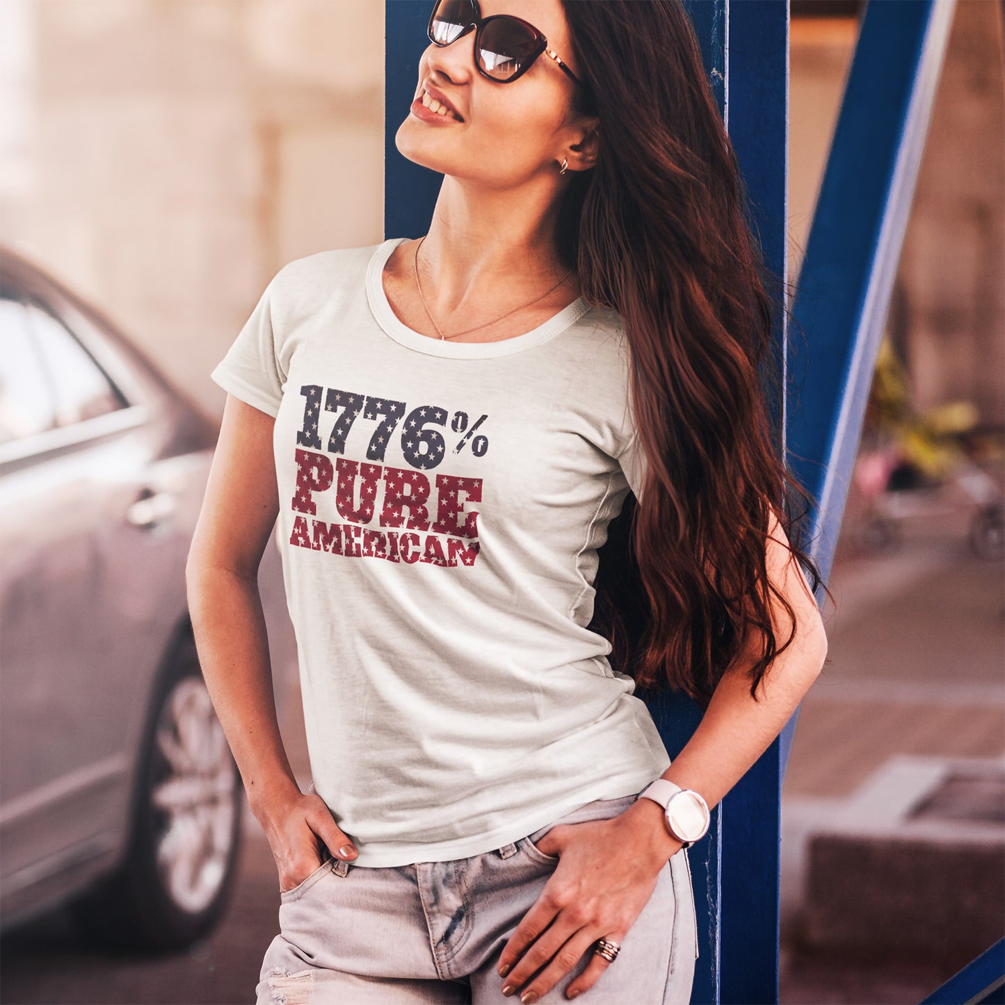 1776 Pure American T-Shirt - Vintage Patriotic USA 4th of July Tee