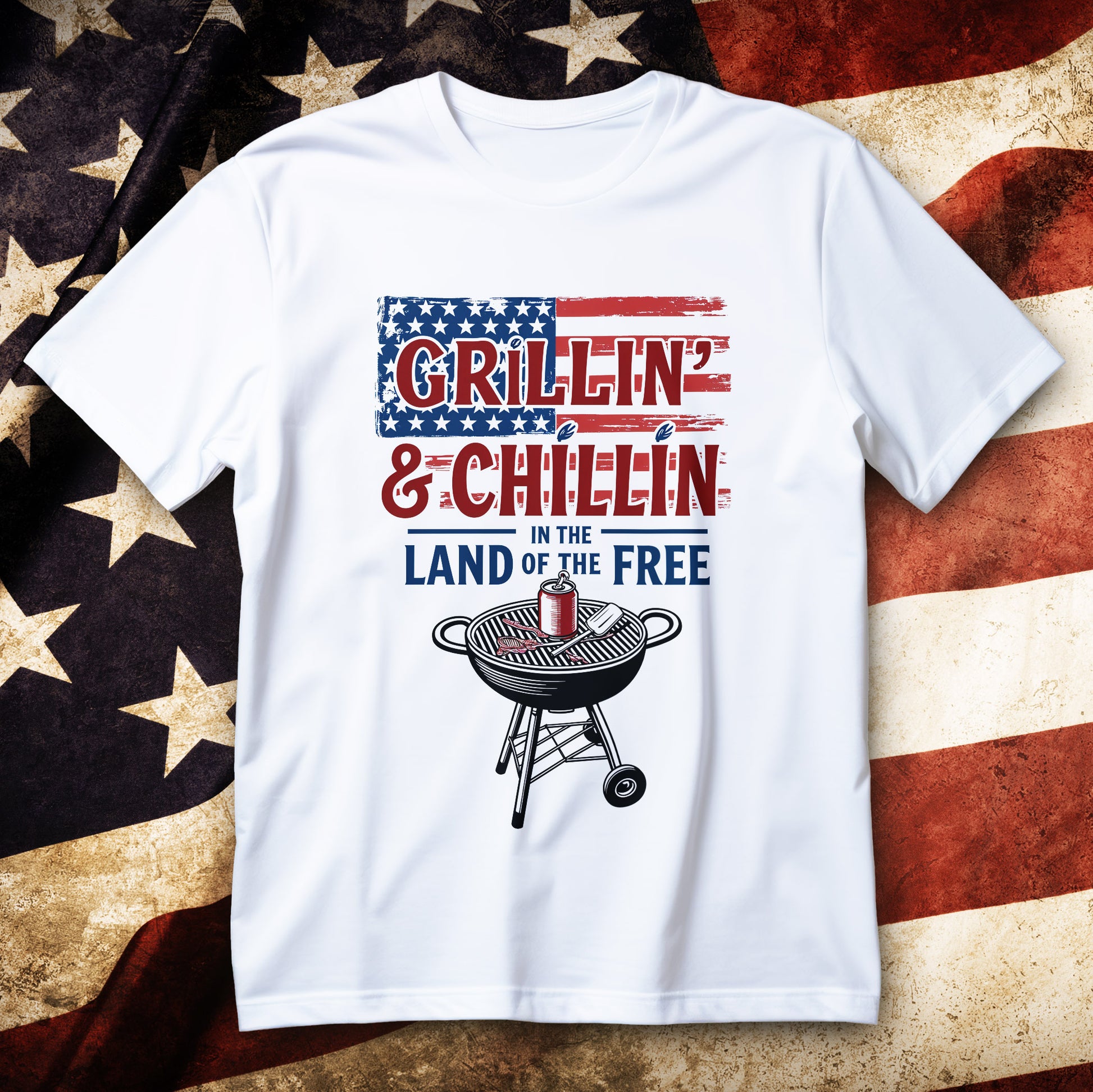 grillin and chillin t-shirt, funny patriotic bbq 4th of july tee