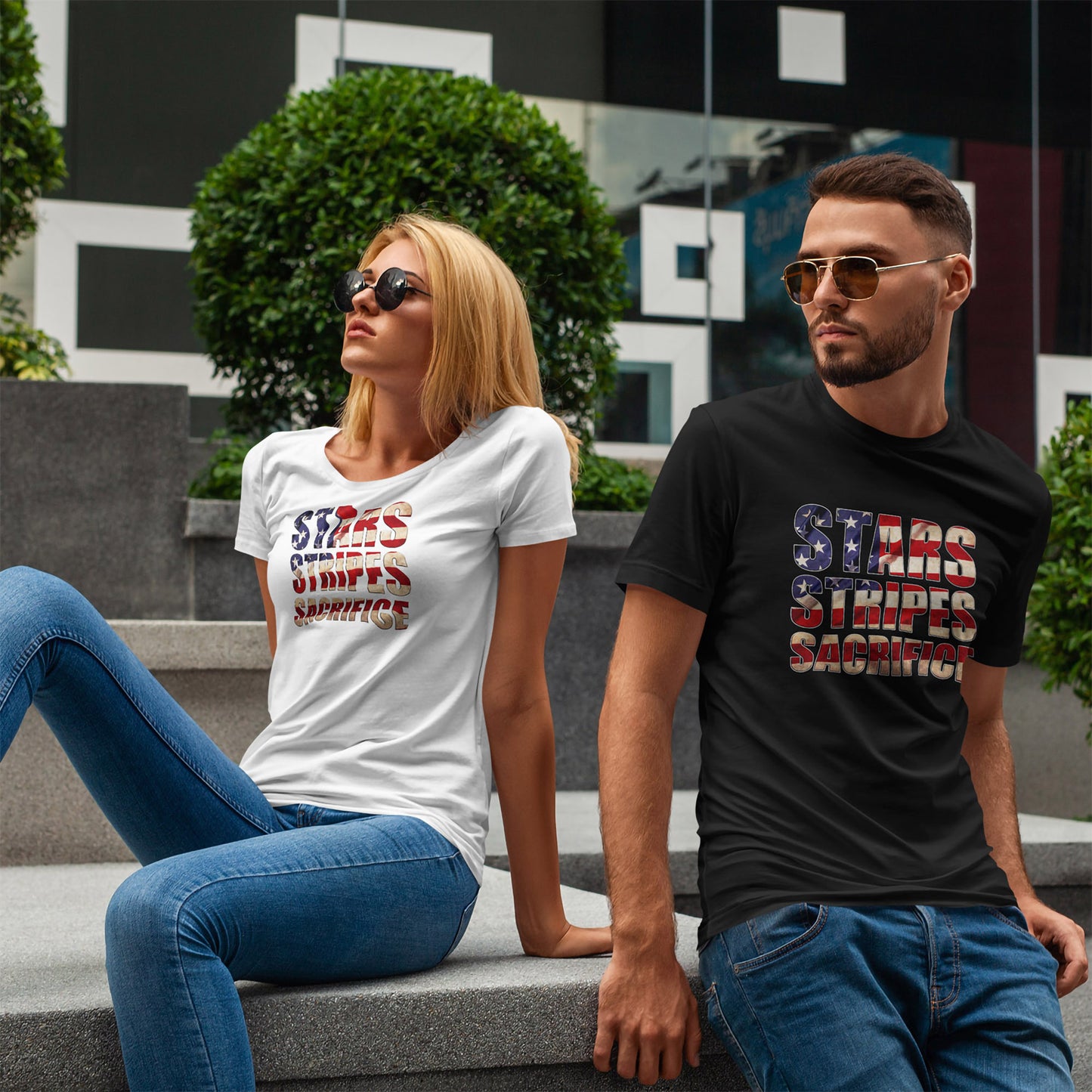 Stars Stripes Sacrifice T-Shirt - Patriotic Veteran USA Flag Tee