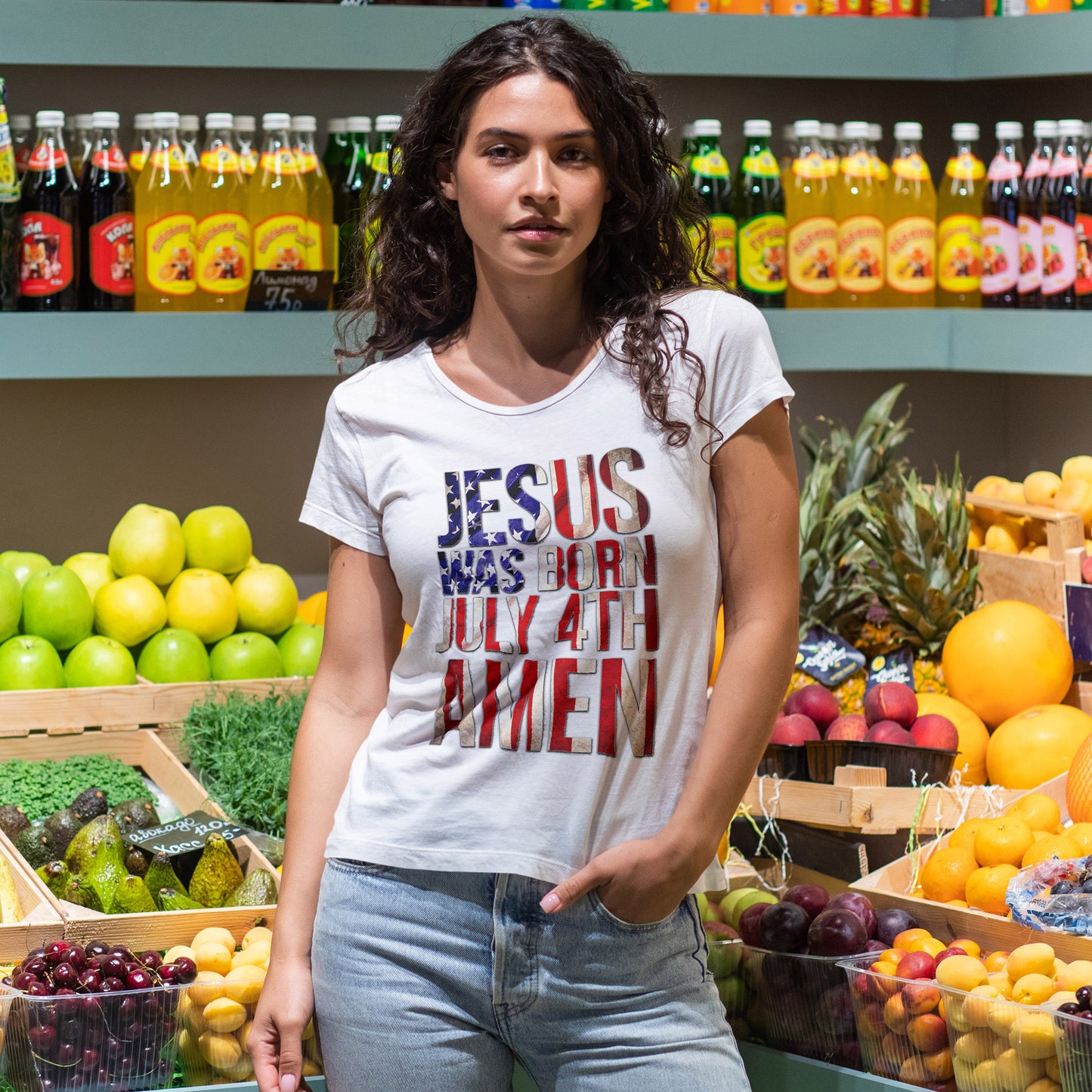 Jesus Was Born July 4th T-Shirt | Patriotic Christian 4th of July Tee