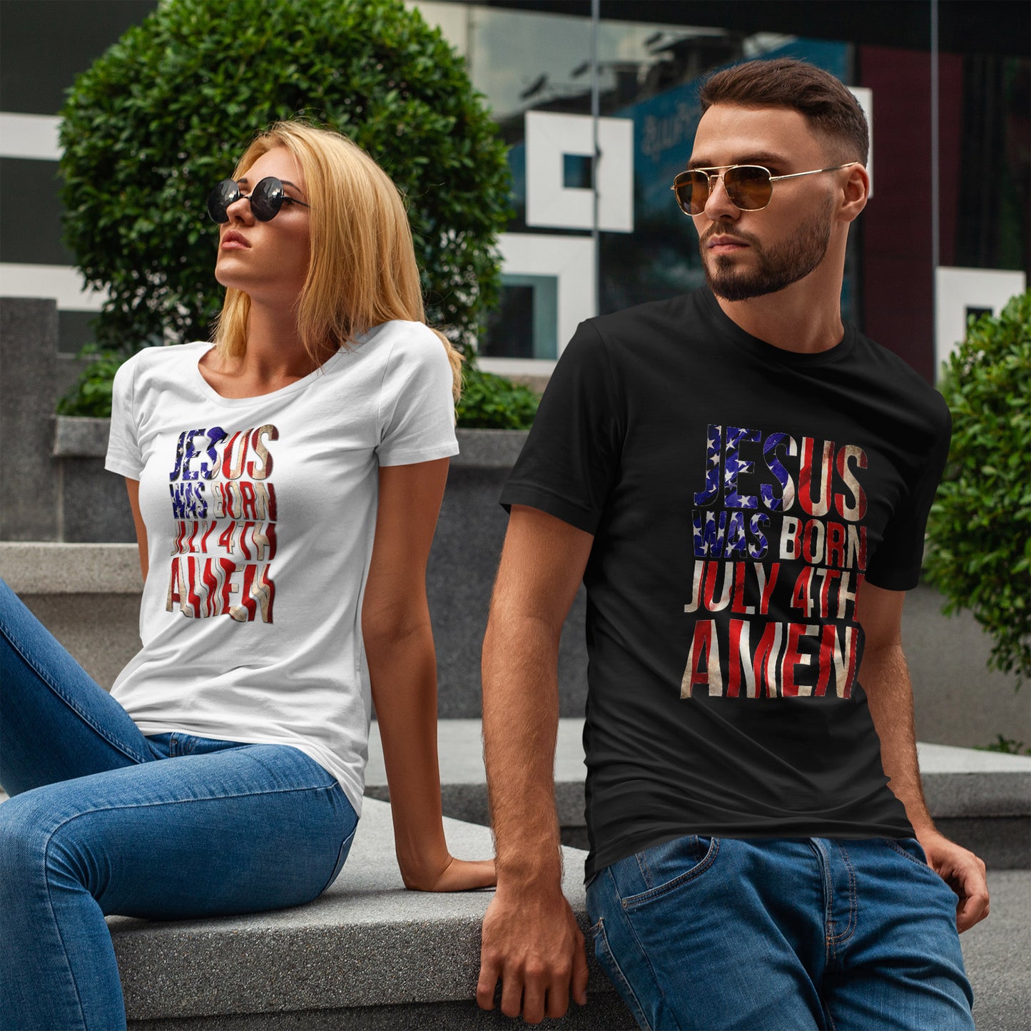 Jesus Was Born July 4th T-Shirt | Patriotic Christian 4th of July Tee