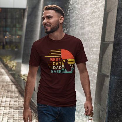 Best Cat Dad Ever Shirt - Retro Funny Cat Dad Tee for Men