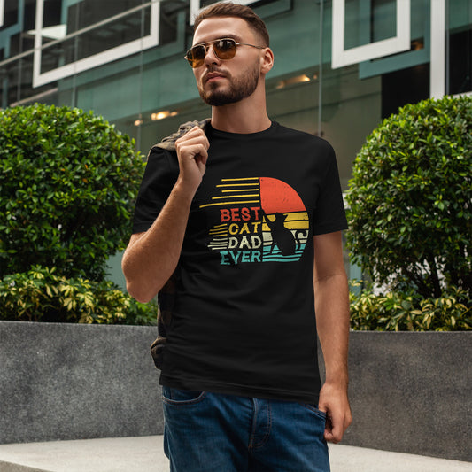 Best Cat Dad Ever Shirt - Retro Funny Cat Dad Tee for Men