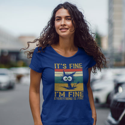 It’s Fine I’m Fine Shirt - Funny Stressed Cat Retro Tee