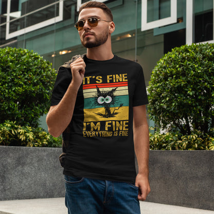 It’s Fine I’m Fine Shirt - Funny Stressed Cat Retro Tee