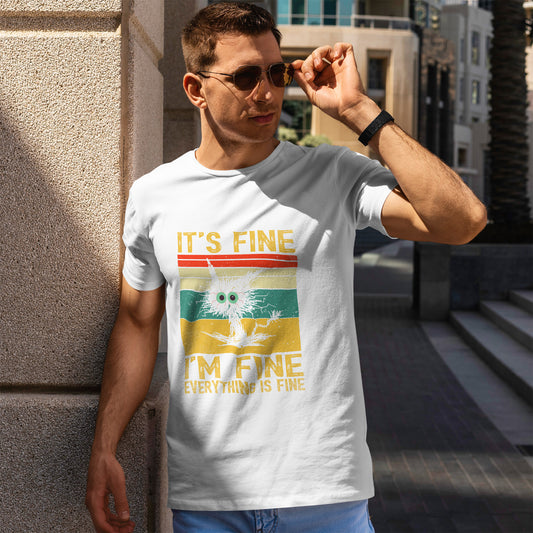It’s Fine I’m Fine Shirt - Funny Stressed Cat Retro Tee