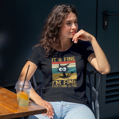 It’s Fine I’m Fine Shirt - Funny Stressed Cat Retro Tee
