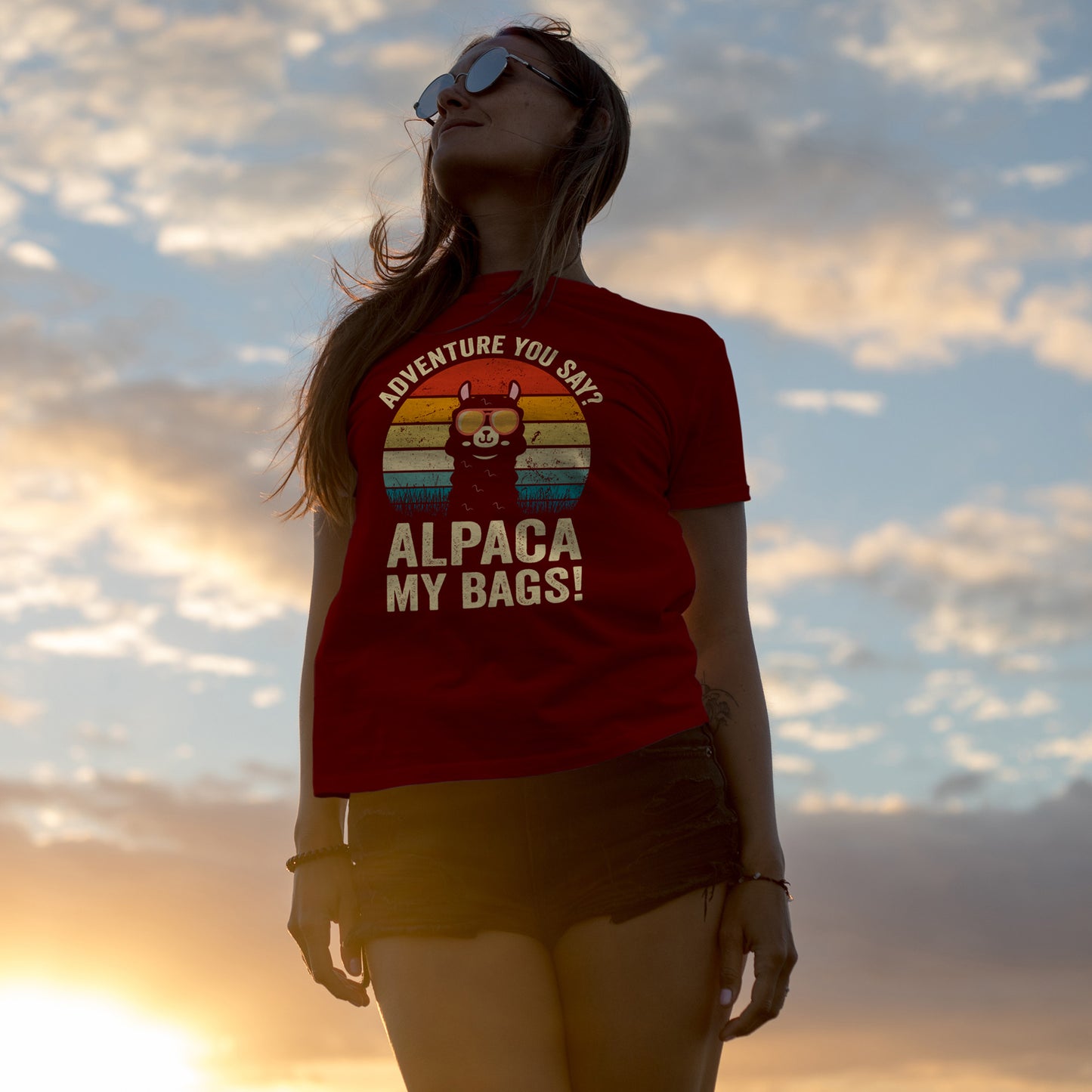 Alpaca My Bags T-Shirt - Funny Llama Travel Retro Sunset Tee
