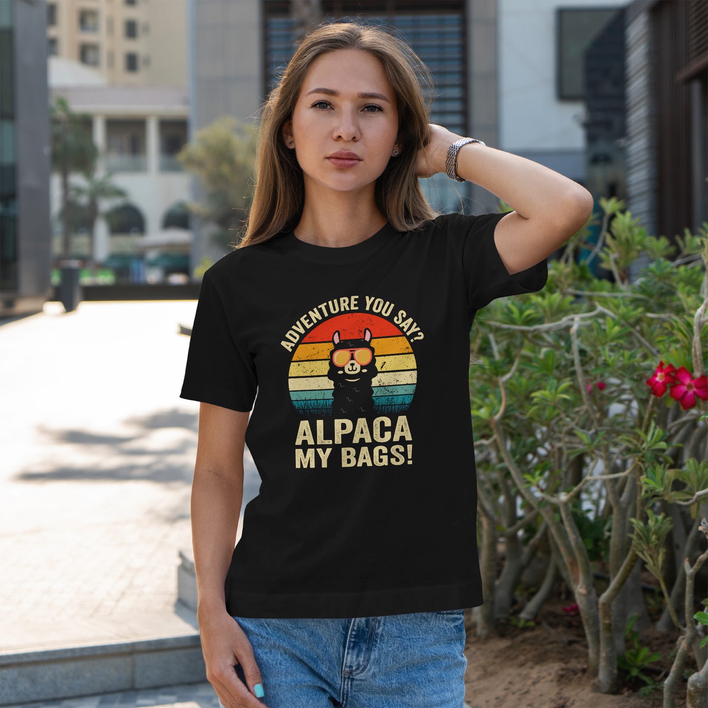 Alpaca My Bags T-Shirt - Funny Llama Travel Retro Sunset Tee