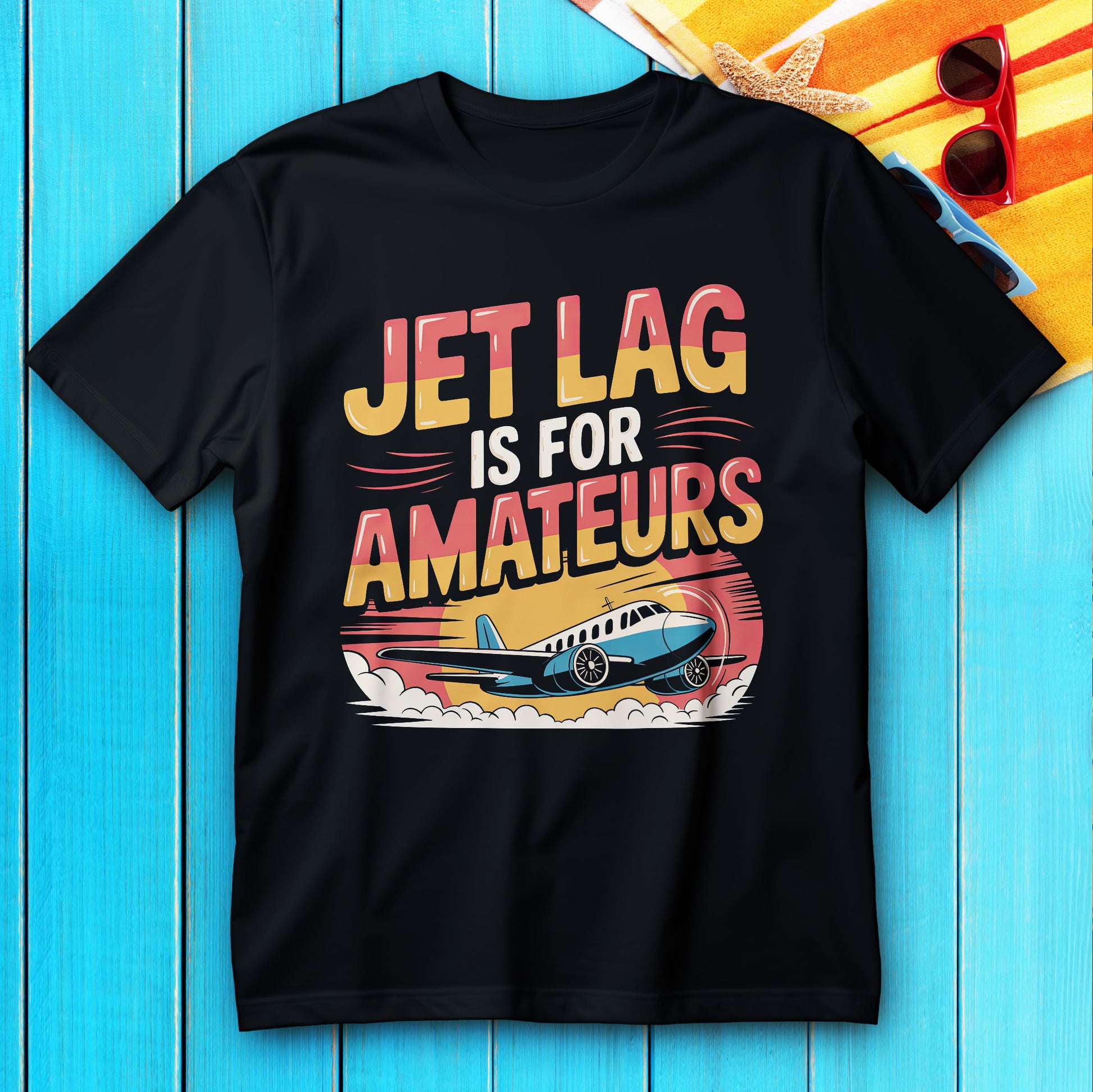 jet lag is for amateurs t-shirt, funny frequent flyer retro airplane tee