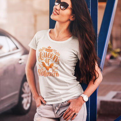 Queen of Halloween T-Shirt - Gothic Spider Web Crown Tee