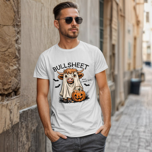 Funny Highland Cow Halloween T-Shirt - Ghost Costume Cow Tee