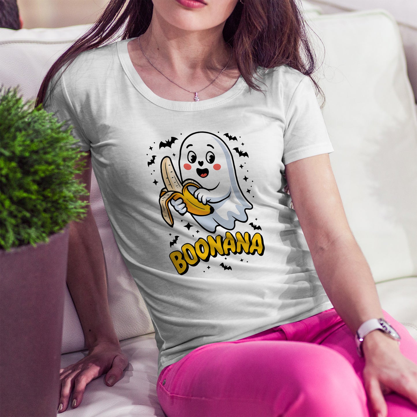 Boonana Ghost T-Shirt - Cute Halloween Banana Pun Tee
