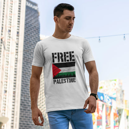 Palästinensisches Flaggen-Shirt mit Stadt-Skyline - Free Palestine Tee, Urban Grunge Protest T-Shirt für Aktivisten &amp; Menschenrechtsunterstützer