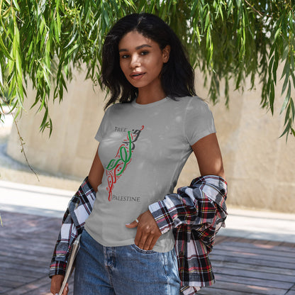 Free Palestine Map T-Shirt - Artistic Palestinian Calligraphy Solidarity Tee