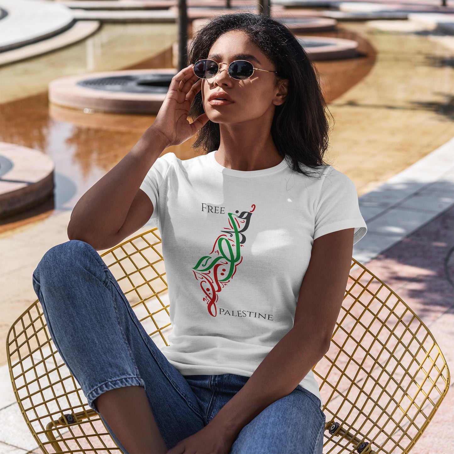Free Palestine Map T-Shirt - Artistic Palestinian Calligraphy Solidarity Tee