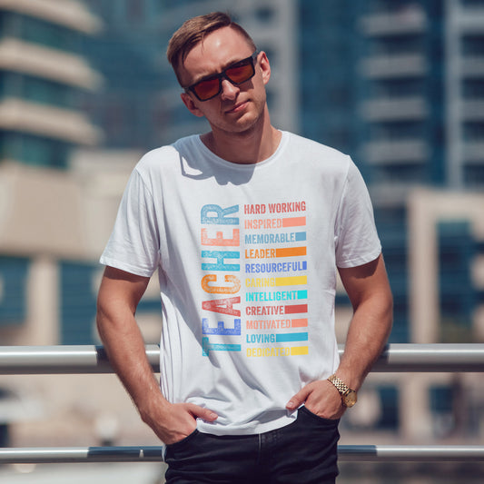 TEACHER Acronym Shirt - Colorful Back to School Gift for Teachers, Appreciation Tee, Educator Staff T-Shirt
