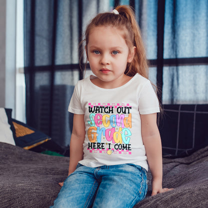 Watch Out Second Grade Shirt - Colorful Back to School Tee for Kids, 2nd Grade Here I Come Shirt, Funny First Day Outfit Idea