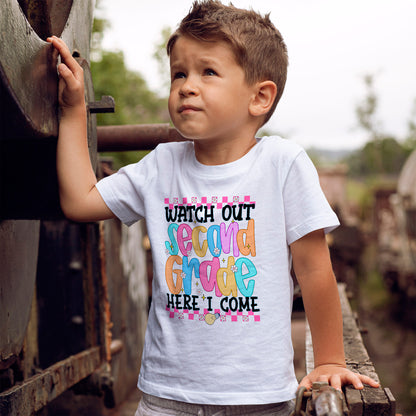 Watch Out Second Grade Shirt - Colorful Back to School Tee for Kids, 2nd Grade Here I Come Shirt, Funny First Day Outfit Idea