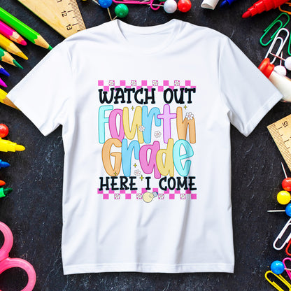 Watch Out Fourth Grade Shirt - Funny Kids Back to School Tee, Heavy Cotton 4th Grade Shirt, First Day of School Outfit