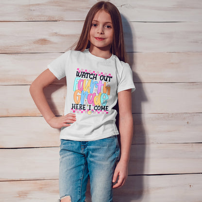 Watch Out Fourth Grade Shirt - Funny Kids Back to School Tee, Heavy Cotton 4th Grade Shirt, First Day of School Outfit
