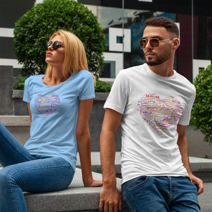 I Love You in Every Language T-Shirt - Multilingual Heart Design - Romantic Gift for Valentines Day, Anniversary, or Birthday