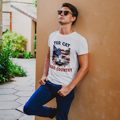 For Cat and Country Shirt - Patriotic USA Flag Cat Tee