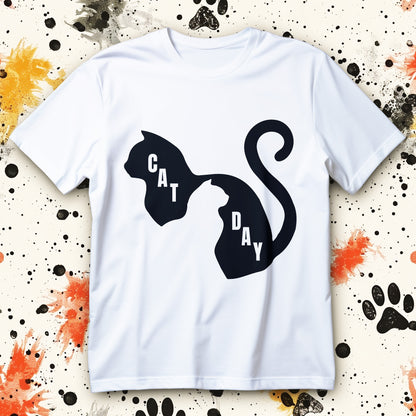 cat day minimalist black cat silhouette unisex t-shirt