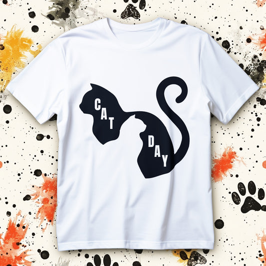 cat day minimalist black cat silhouette unisex t-shirt
