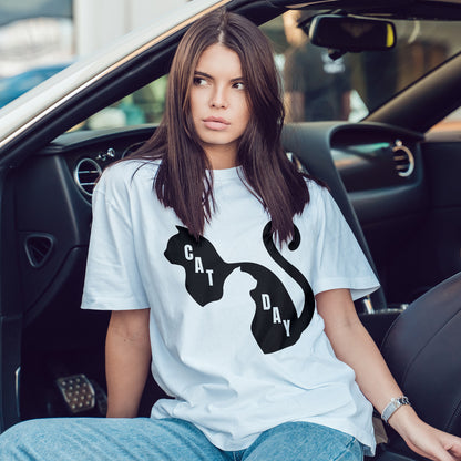 Cat Day Minimalist Black Cat Silhouette T-Shirt