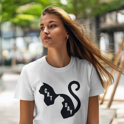 Cat Day Minimalist Black Cat Silhouette T-Shirt