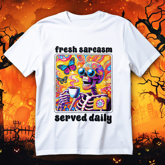 Psychedelic Coffee Skeleton T-Shirt - Trippy Boho Butterfly Tee