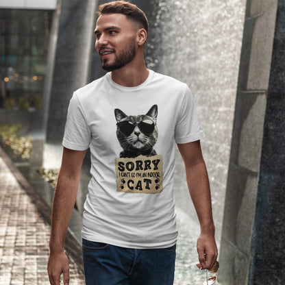 Indoor Cat T-Shirt - Sorry I Can't Go Meme Tee