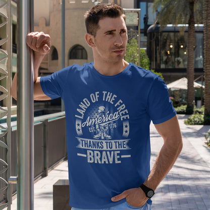 Land of the Free T-Shirt - Battlefield Cross & Flag Memorial Tee