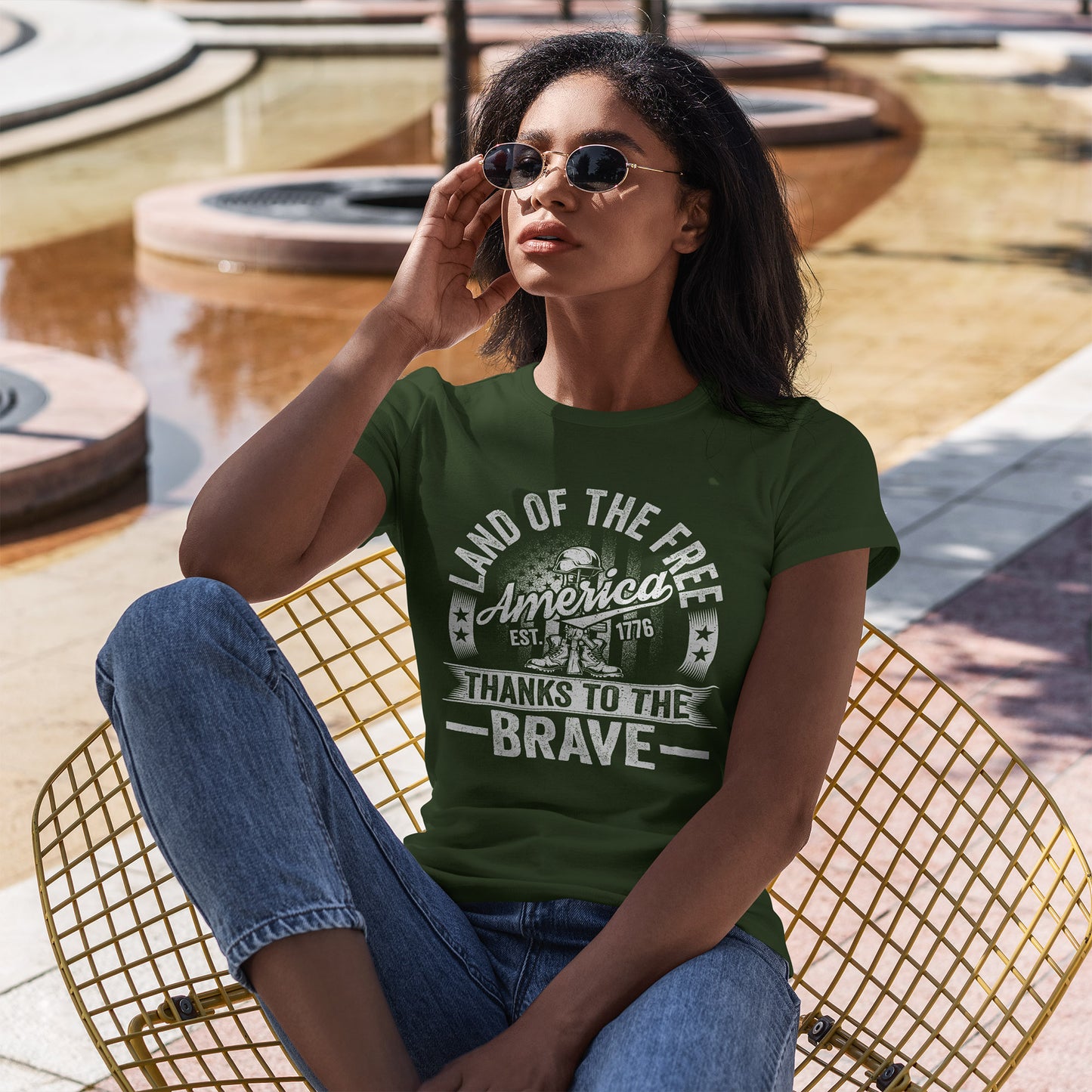 Land of the Free T-Shirt - Battlefield Cross & Flag Memorial Tee