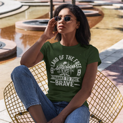 Land of the Free T-Shirt - Battlefield Cross & Flag Memorial Tee