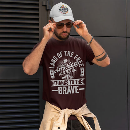 Land of the Free T-Shirt - Battlefield Cross & Flag Memorial Tee