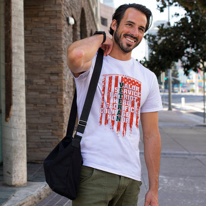 Veteran Word Art T-Shirt - Military Acronym Flag Tee