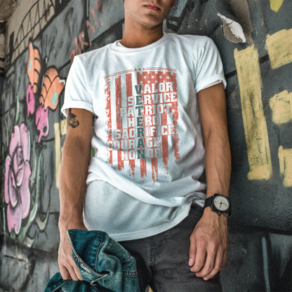 Veteran Word Art T-Shirt - Military Acronym Flag Tee