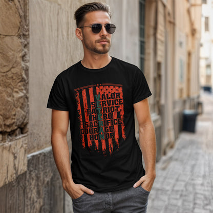 Veteran Word Art T-Shirt - Military Acronym Flag Tee
