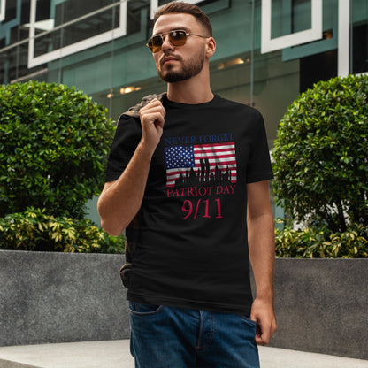 Patriot Day 9/11 T-Shirt - Never Forget American Flag NYC Memorial Tee